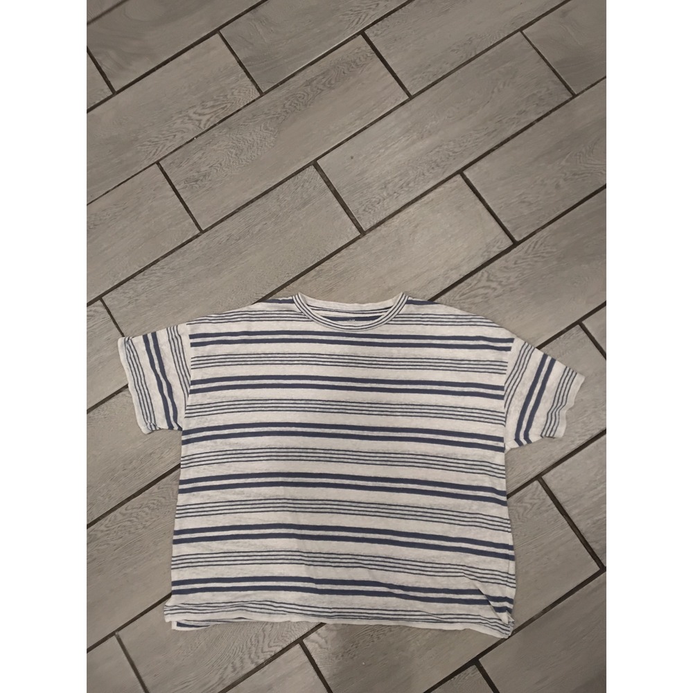 Aerie Striped T Shirt Womens Size Medium Blue White Crew Neck Casual Tee
